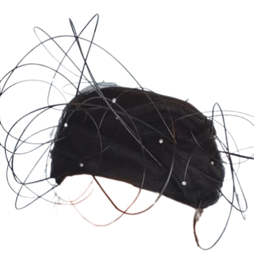 Jack McConnell Hat Vintage Feathers Rhinestones Black